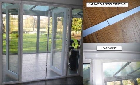 Adjustable magnetic flyscreen door fitted to patio door