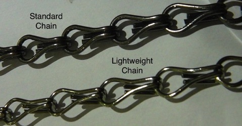 Close-up of aluminium chain links on a fly screen door