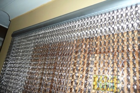 Chain link fly screen, silver finish