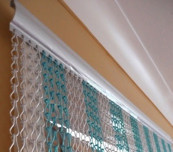 Chain fly screen, silver and blue