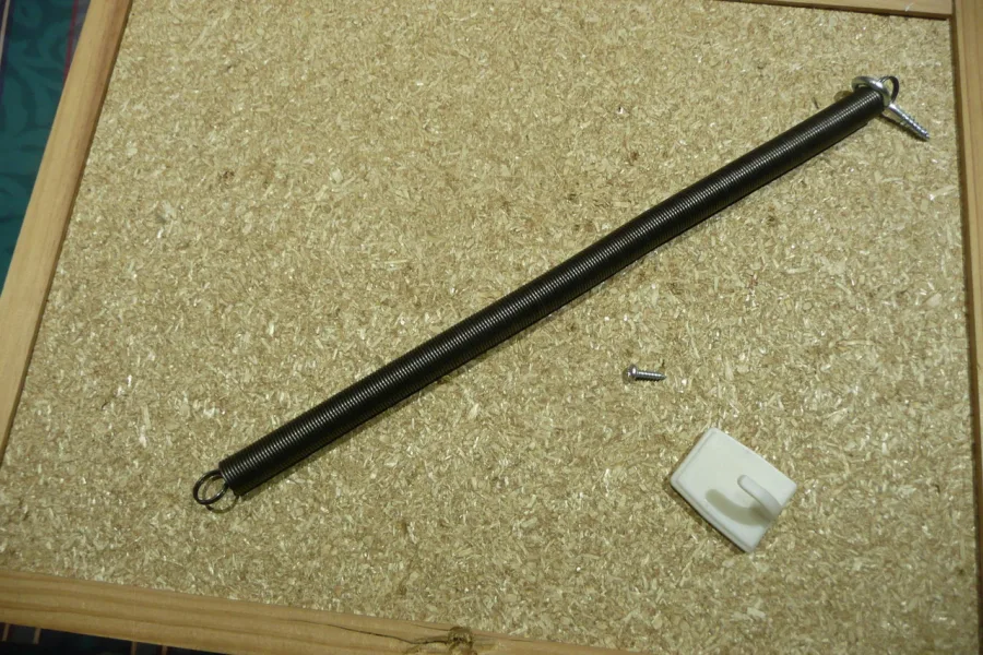 Door closing spring 30cm with securing eye and hook for commercial doors