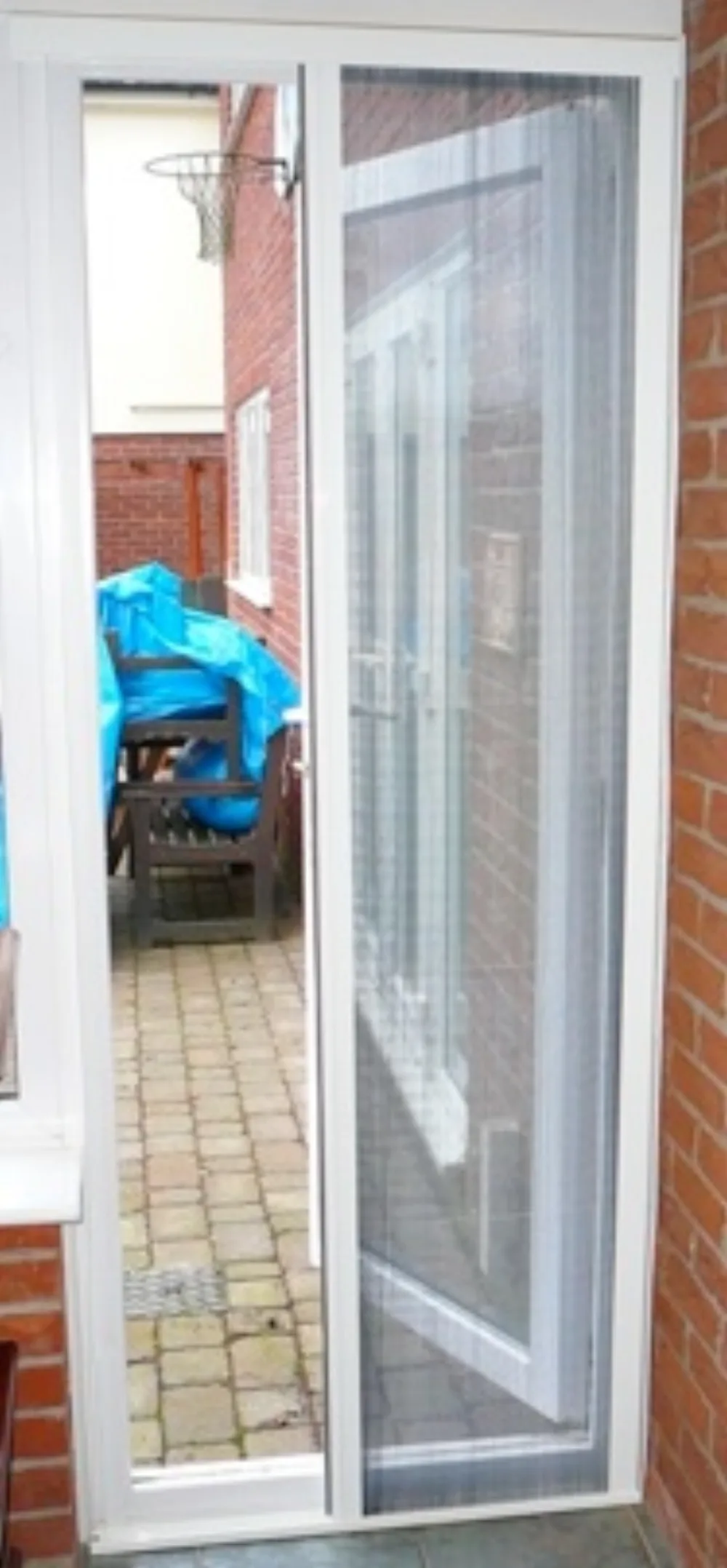 Single folding door pulled across the doorway