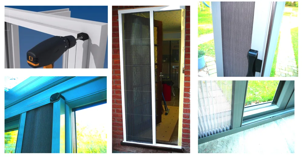 Single folding flyscreen door - fitted views and detail shots