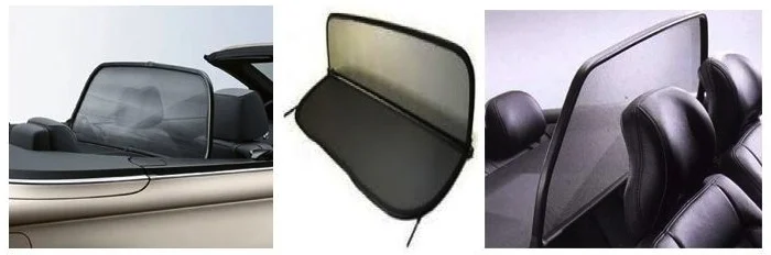 Wind deflector on convertible car